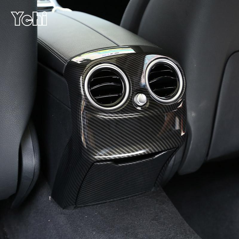 ABS Carbon Fiber For Mercedes Benz C Class W205 2015-18 Car Rear Air Conditioning Vent Anti-kick Cover Decorate Car Accessories