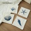4PCS Cotton Linen Coffee Cup Mats Rustic Farmhouse Style Crochet Embroidery Coaster Absorbent Placemats for Kitchen Table Decor