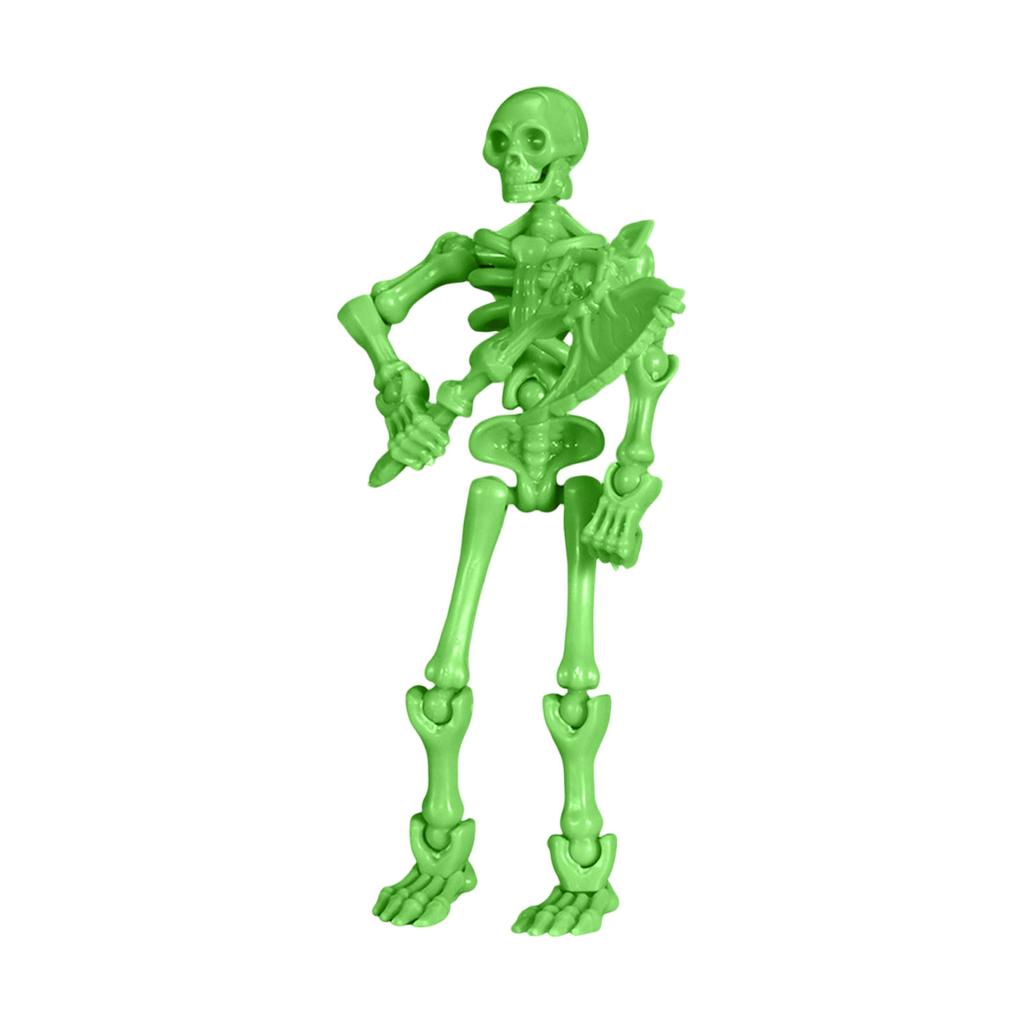 Plastic Skeleton Figure with Axe Movable Joints Durable Construction for Decorative and Educational Use