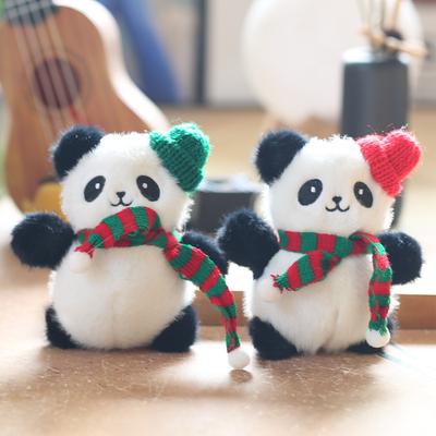 Niedlicher Weihnachten Kleiner Panda Anhänger Plüschtier Puppe Schultasche Hängende Dekoration Schlüsselanhänger Puppe Puppe Puppe
