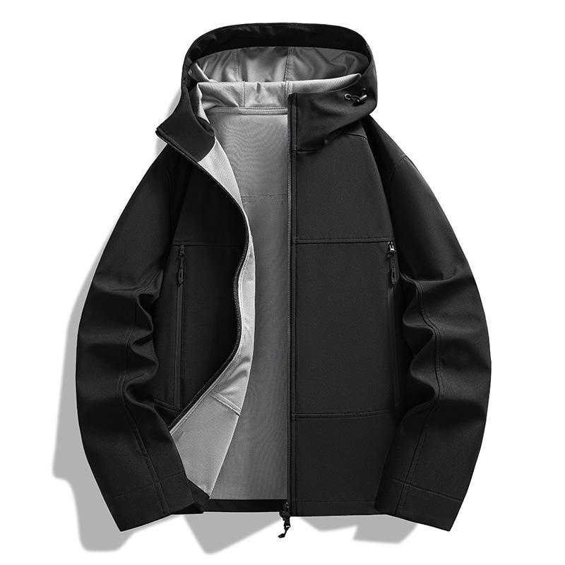 Unisex Soft Shell Trekking Jacket: Windproof, Waterproof Hooded Outerwear for Men, Ideal for Mountaineering and Outdoor Activities.