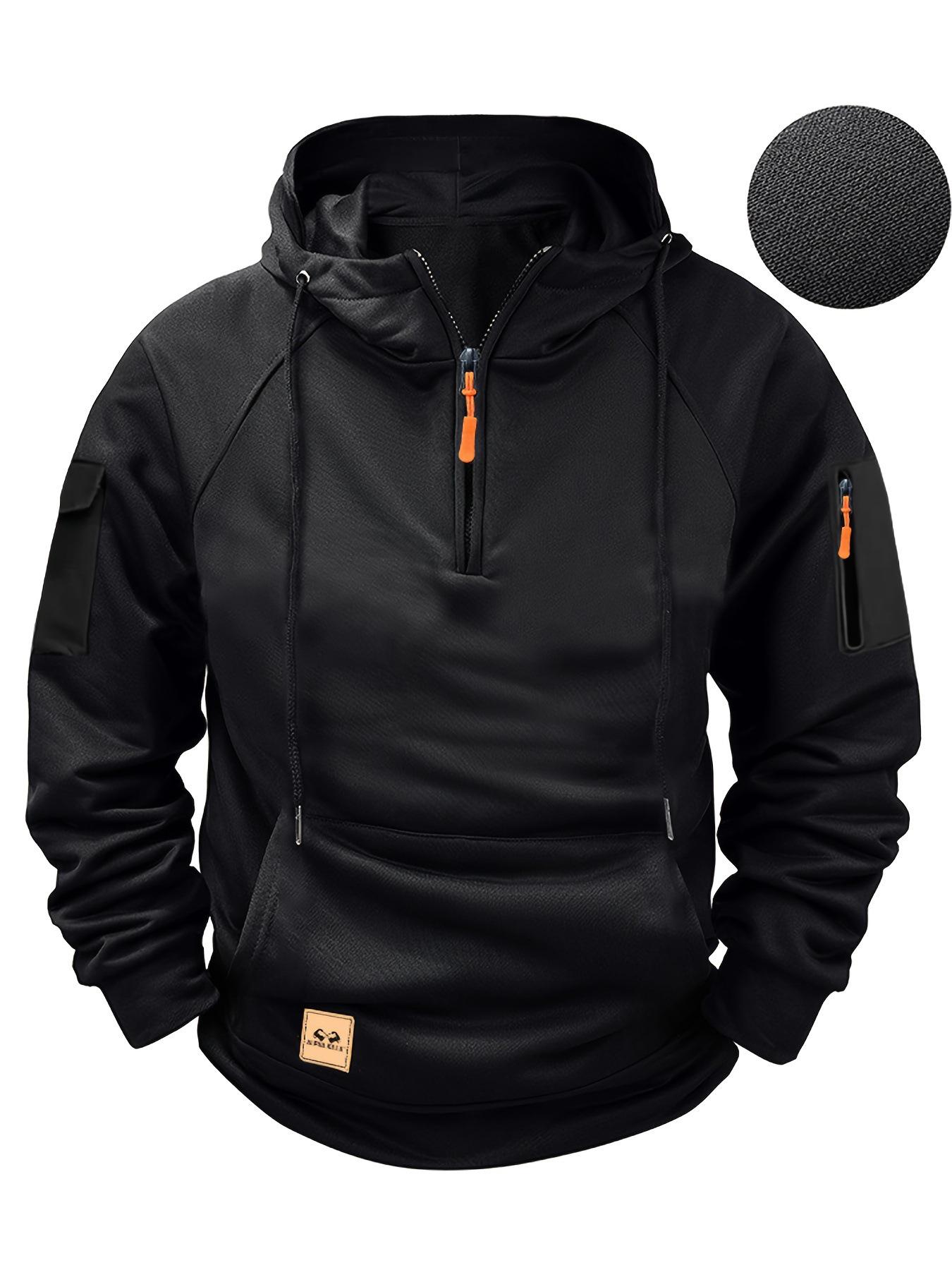 

2026 Trending Men s Spring/Autumn Zipper Hoodie with Multi-Pockets, Casual Sportswear XXXL чорний