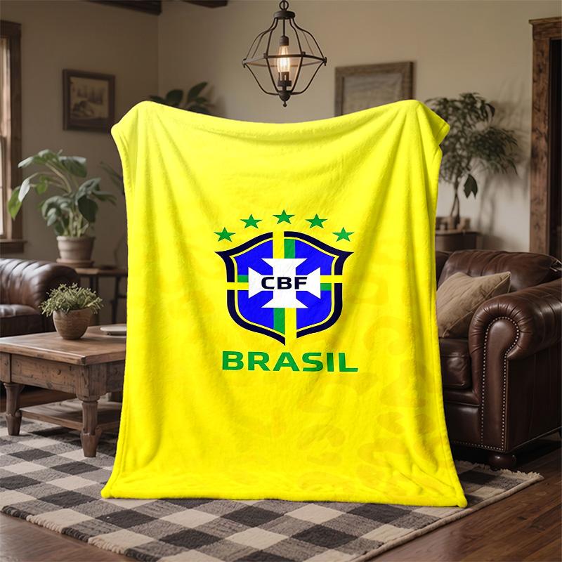 Brazil national football team Print Flannel Blanket Soft Warm Sofa Bed Throw Blanket For Home Office Bedroom