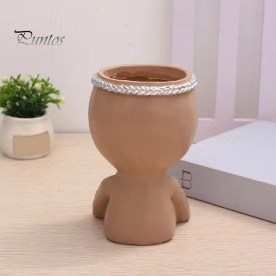 Head Planter Pots Face Pot, Cute Resin Vase for Succulents Flowers, Decorative Flower Artistic Sculpture Pot Unique Indoor Bedroom Desk Shelf