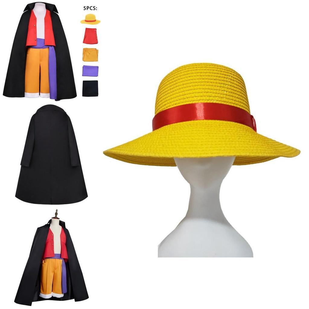 Wano Country Cosplay Men's Set Featuring Monkey D Luffy And Hat
