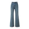 Non-stick legs straight tube slightly pulled jeans women's spring thin flared pants high waist Tencel four-sided elastic floor pants