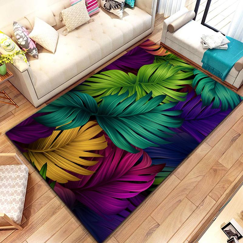 Tropical Leaf Pattern Rug for Bedroom Living Room Carpet for Kitchen Floor Mats Home Decor Non-Slip Floor Pad Rug