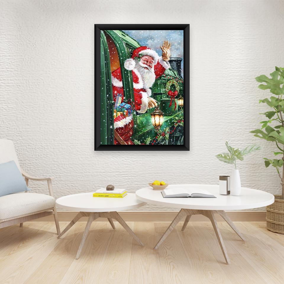 5D-Diamantgemälde zum Selbermachen, Weihnachtsgeschenk, Landschaft, voller Strass-Stickerei, Weihnachtsmann, Mosaikmuster, Kunstharz, Wandkunst, Heimdekoration