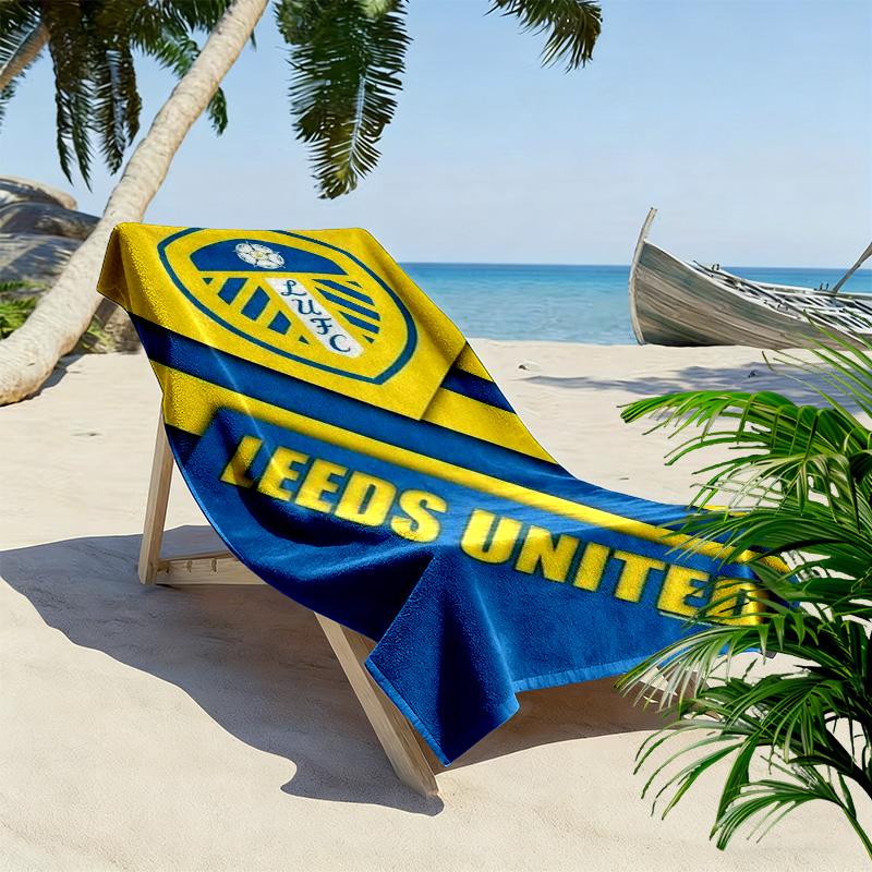 Leeds United Logo Aufdruck Strandtuch, Großes Weiches Schnelltrocknendes Handtuch für Strand Camping Schwimmen