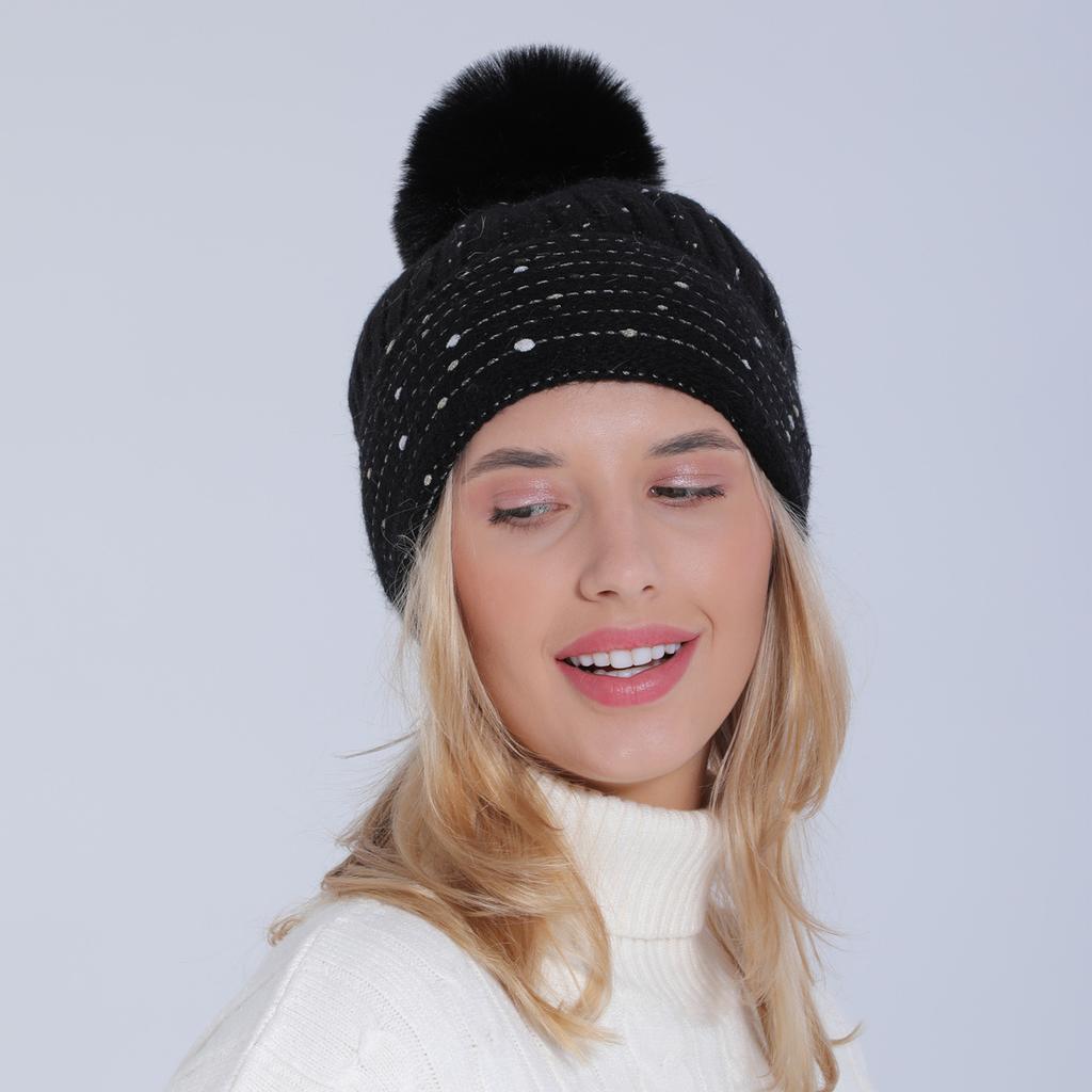 New Autumn and Winter Velvet Thickened Knitted Hat Soft Imitation Rabbit Fur Fashionable Warm and Cold Proof Beret