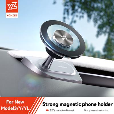 YZ For Tesla Model 3 Y YL Highland Juniper 360° Rotation Car Phone Holder ABS Strong Magnetic Mount Phone Stand 2026 Accessories
