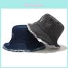 Vintage Denim Fisherman Hat With Wide Brim Sun Protection For Summer Outdoor Wear
