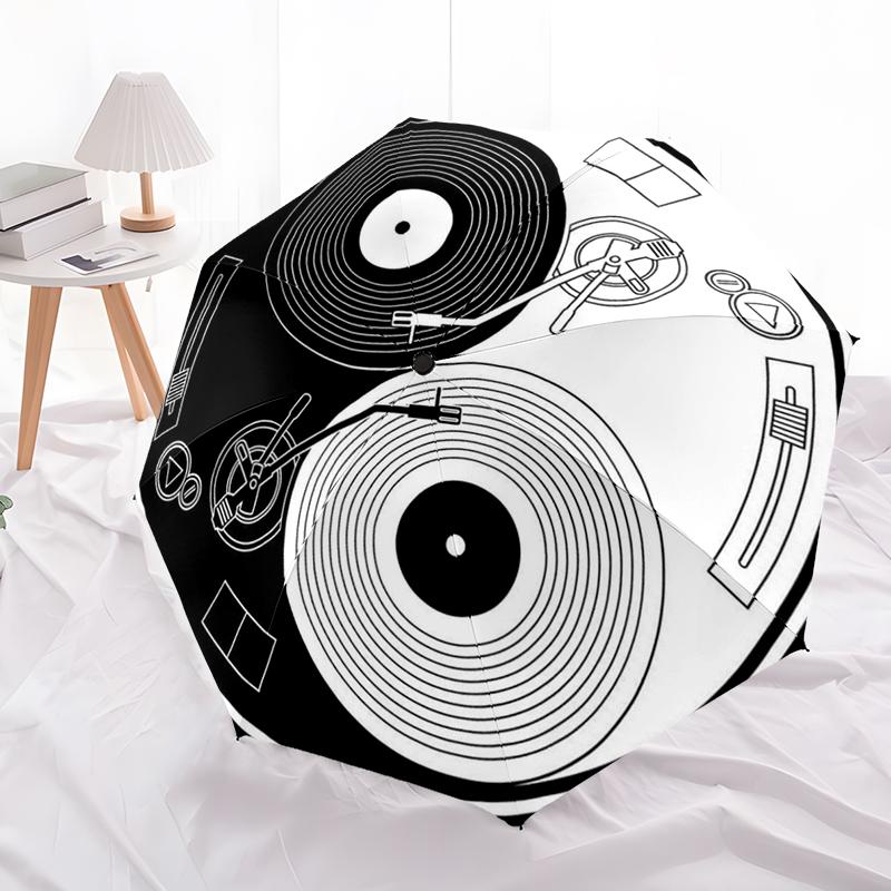1PC Retro Records Umbrella Automatic Open/close, Sturdy Iron Frame & 8-Rib Structure, Umbrella for Women & Men, Christmas Gift