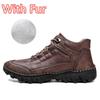 Big Size Cowhide Split Autumn Winter Warm Men Boots With Fur Vintage Motorcycle Boots Male Snow Ankle Boots Fashion Hiking Shoes