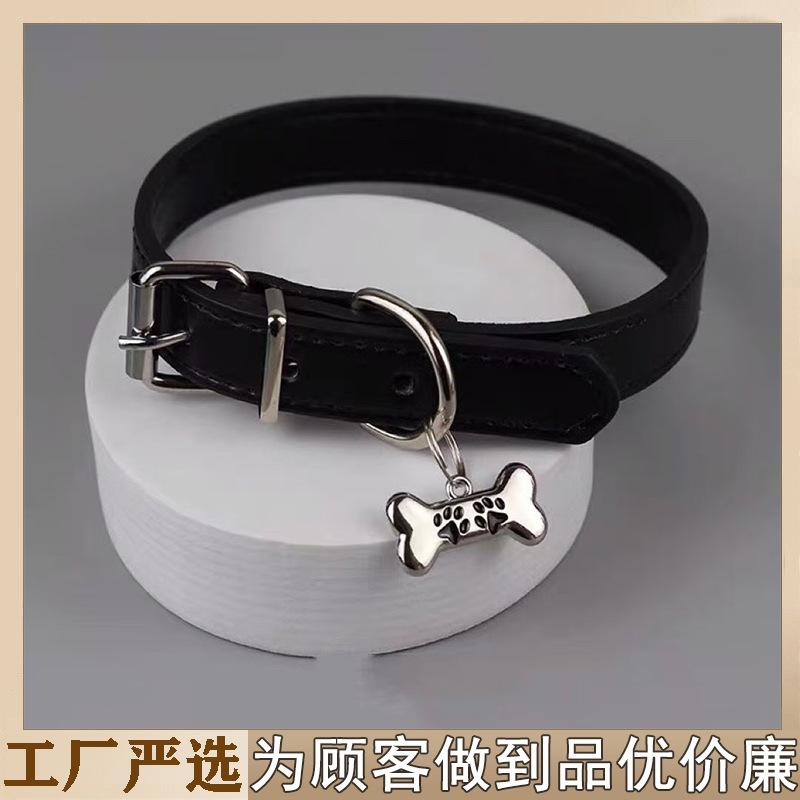 Bone Tag Leather Choker, Couple Minimal Design Adjustable Neck Collar Cosplay Accessory
