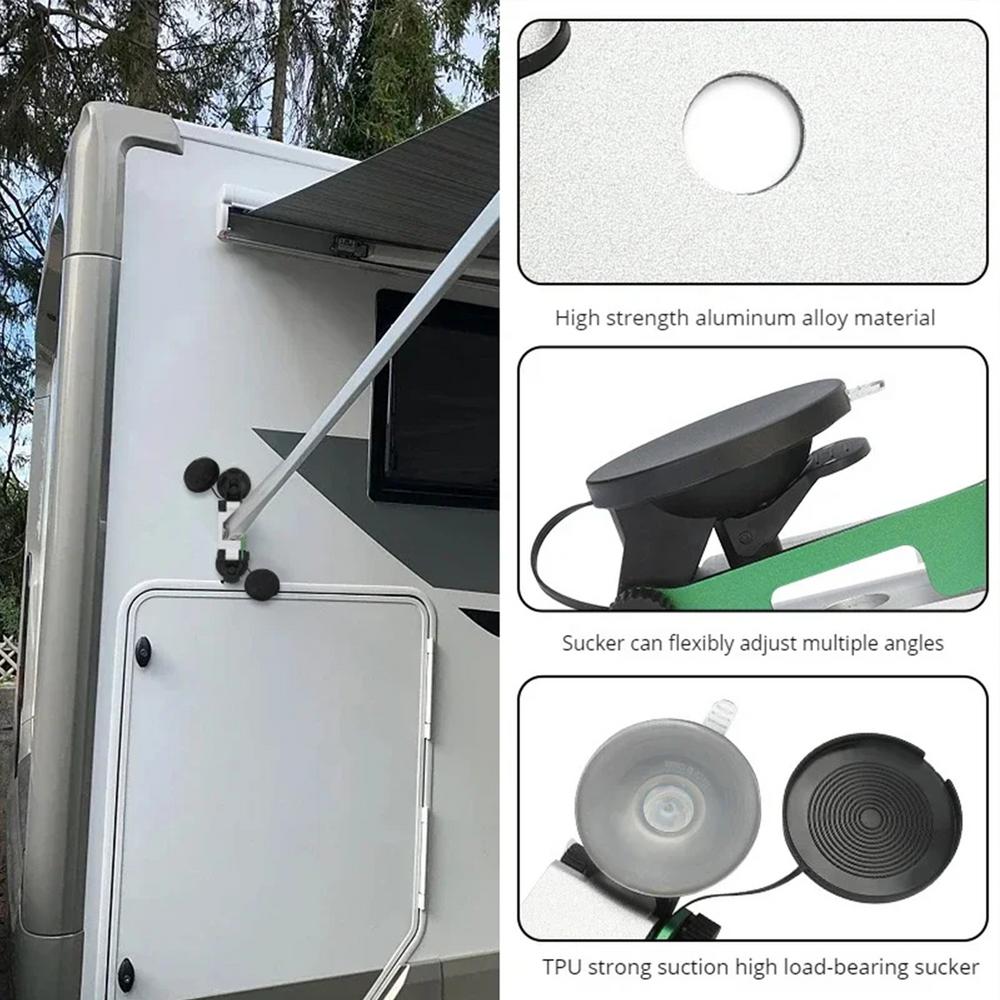 Uchwyt na stopę markizy Wspornik markizy Przyssawki Materiał metalowy Uchwyt markizy Przyssawka Do kempingu i karawaningu