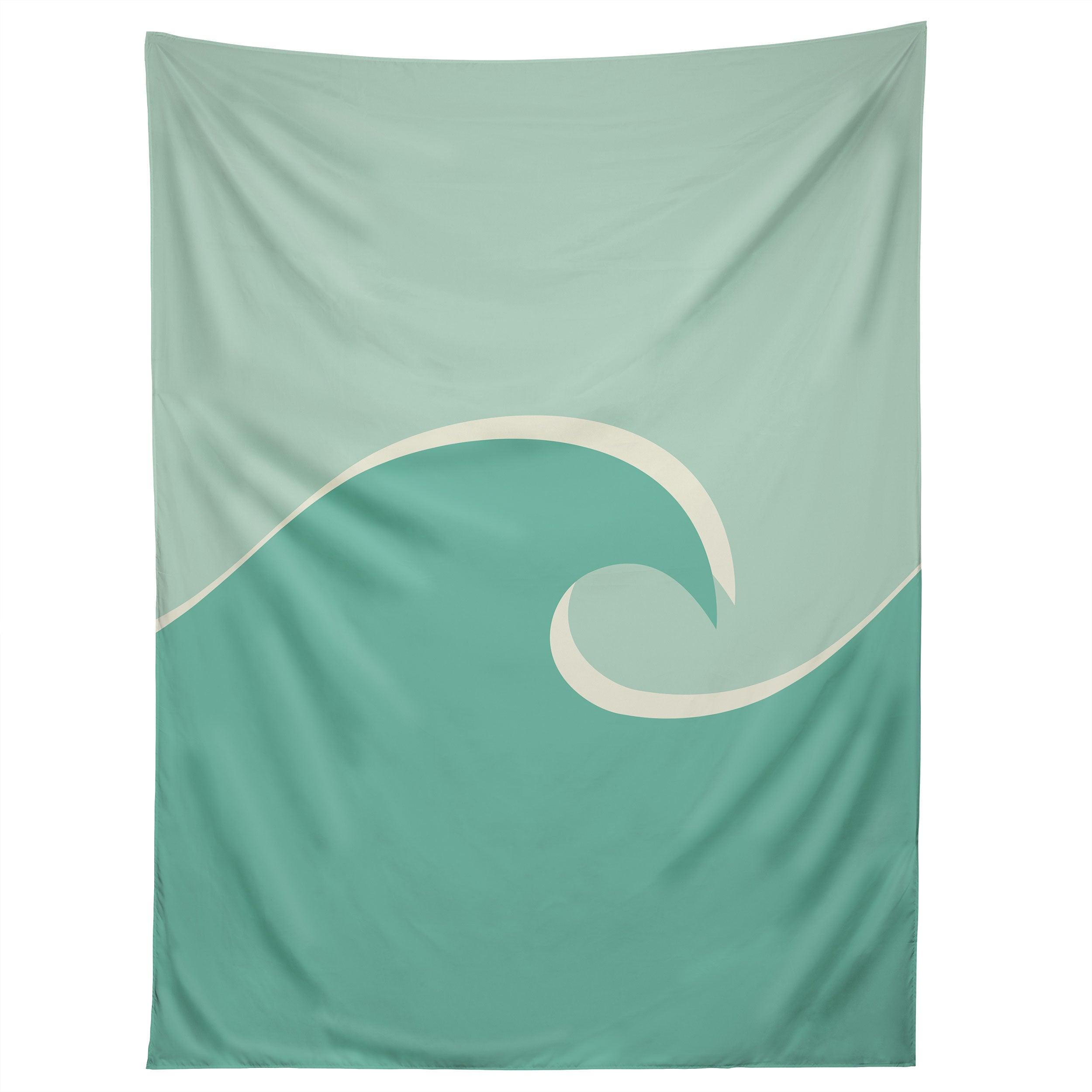 VINTAGE TEAL WAVE tapestry 75x100