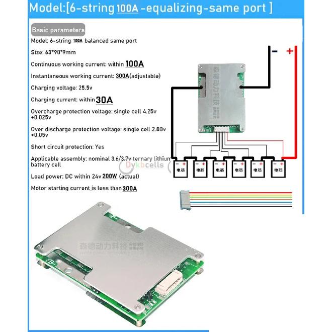 6S 7S 8S 24V 50A 100A 130A 230A 300A Li-ion Lifepo4 Lithium Battery Protection Board BMS Balance MOS Electrical Tool RV Inverter