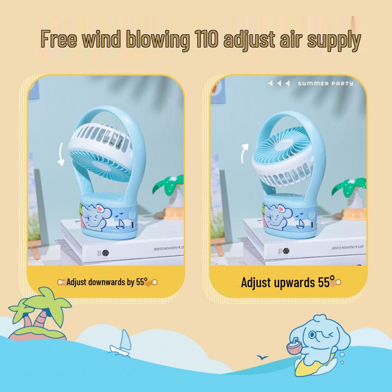 USB Rechargeable Cute Cartoon Desktop Fan: Quiet, Powerful Wind for Dorms, Offices & More