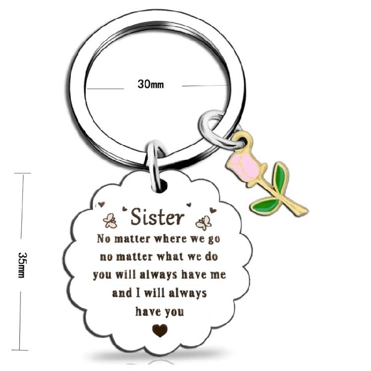 Stainless Steel Polished Floral Keyring Creative Lightweight Portable Friendship Keychain Birthday Gift for Sister