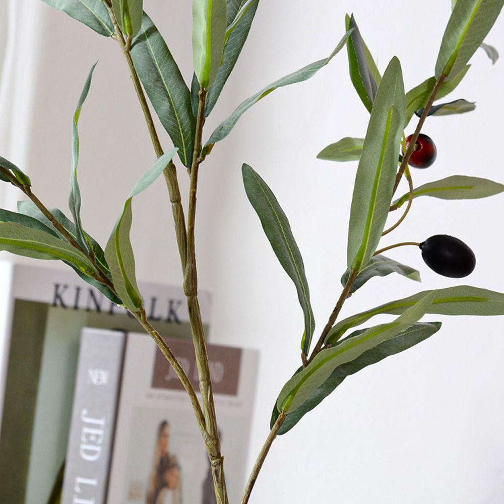 4 Fork Artificial Olive Branch Plastic Fake Plant Simulated Olive Leaf  Wedding Decor