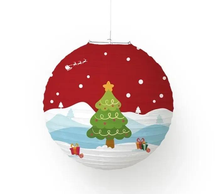 Christmas Paper Lanterns  Christmas Hanging Santa Elk Snow Lanterns Xmas Trees Diy Festival Lanterns Party Decorations