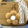 Metal Key Chain Plush Flower Keychain for Handbags, Five-petal Bag Charm, Aesthetic Handbag Pendant Fluffy Backpack Hanging Accessory Women