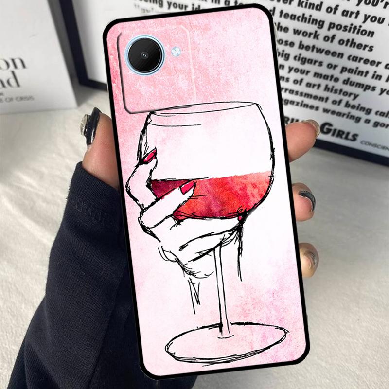 

Red Wine Glass Art For Realme 15 14 10 11 12 13 Pro Plus C65 C67 C71 C63 C61 C55 C51 C53 C75 GT6 GT7 Pro Case Realme C25 C25s