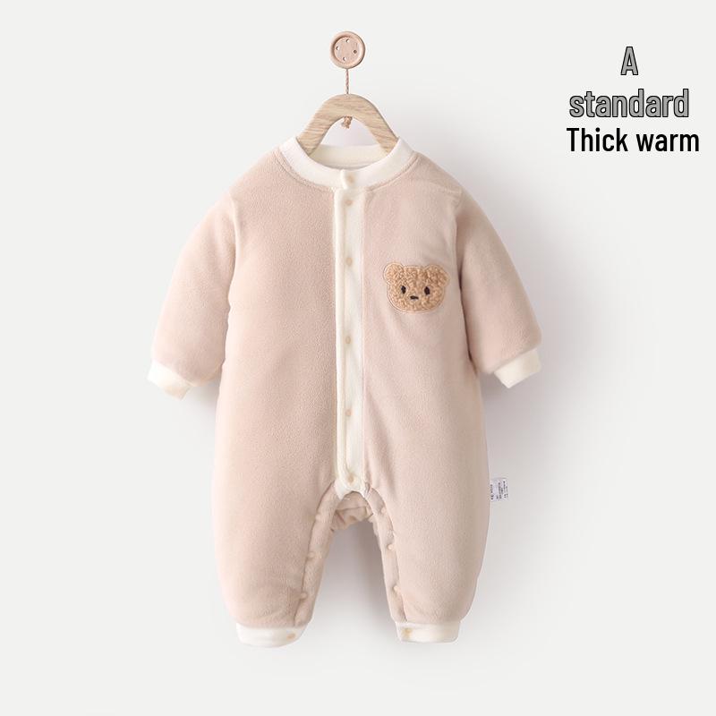 Jingqi Fleece-Lined Cotton Baby Jumpsuit for Autumn/Winter