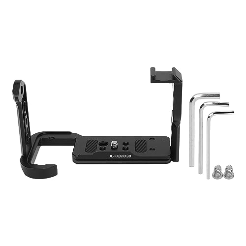 Qiilu Aluminum Quick Release L Plate for FX3 FX30 Camera | Anti-Slip Gasket Design, 1/4" and 3/8" Screw Holes for ARCA Tripod Compatible