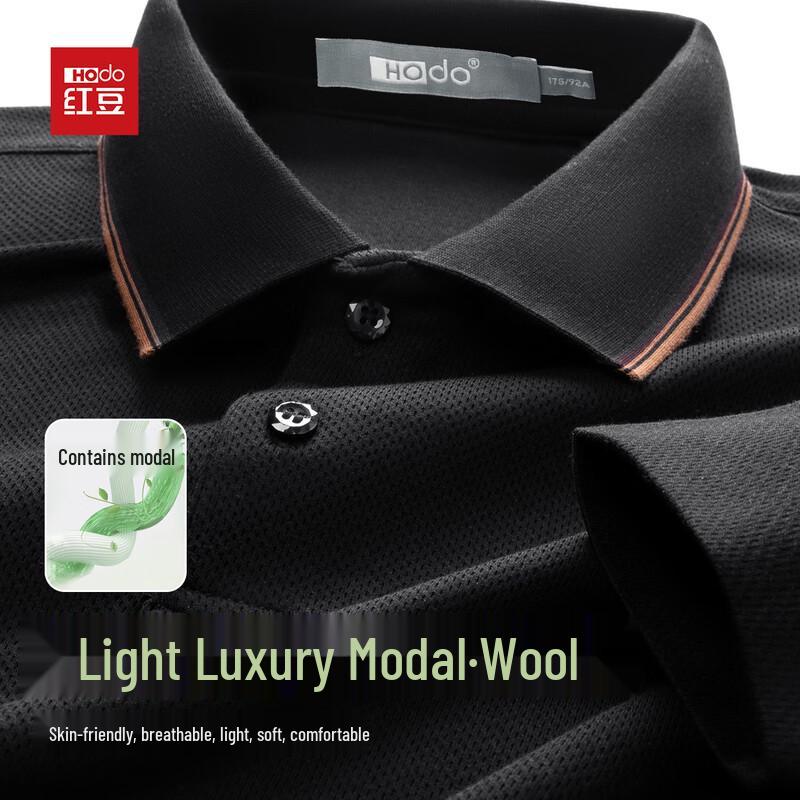 Hodo Men s Wool & Modal Blend Long-Sleeve Pique Polo Shirt M 170/88A