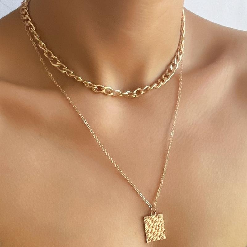 Multilayer European Light Luxury Diamond Inlaid Alloy Pendant Necklace For Women