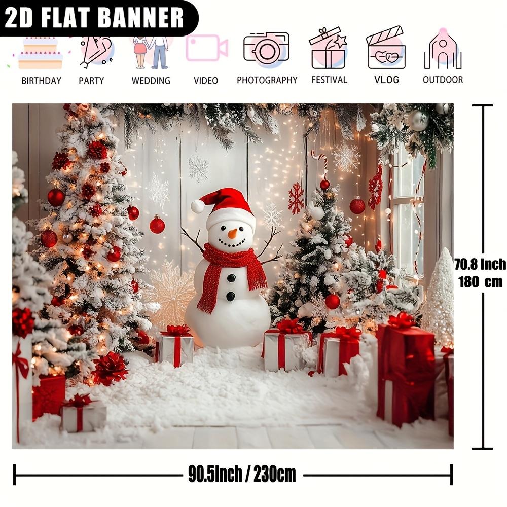 2D flat banner 1 pc of polyester snowman and Christmas tree photography background festival photo booth propszyc