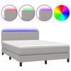 Exclusive House - Bed Slat Base and Mattress and LED Light Grey 140x190 Cm