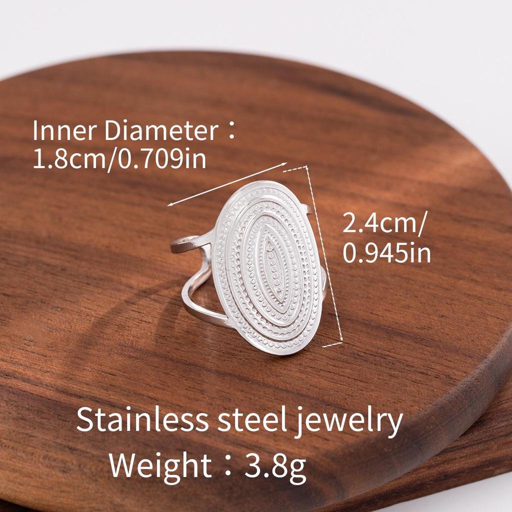 Stainless Steel Adjustable Open Ring - Colorfast Titanium Jewelry