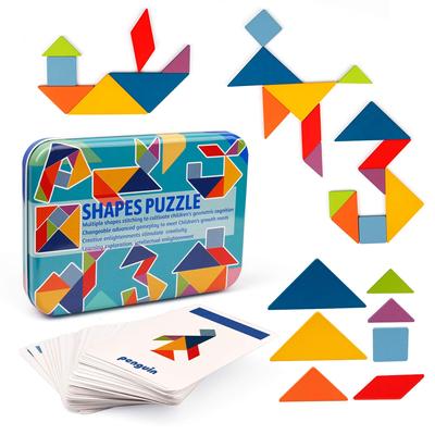 Giocattoli di puzzle in legno per bambini Montessori Educazione prescolare Gioco di tangram Blocchi di costruzione Gioco di puzzle di apprendimento Regali per bambini Giocattolo