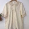 1116 Summer New Women's Crew Neck Japanese Cotton Shirt Loose Shirt Embroidered Heavy Industry Top Sleeve Vintage Mori