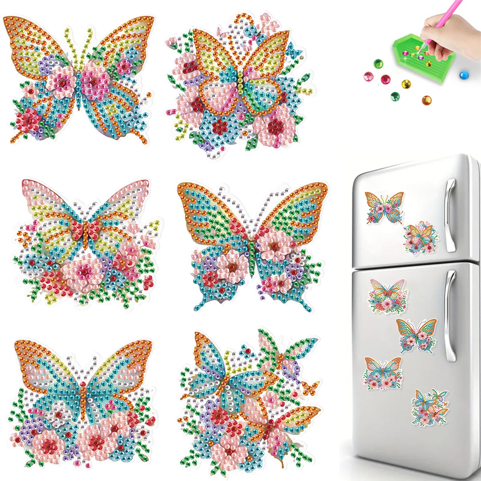 

6Pcs Flower Parrot Fridge Stickers Diamond Painting Refrigerator Magnet Diamond Painting Fridge Magnet for Adults Kids Beginners