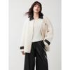 Women's 100% Wool Spliced Faux Fur Jacket