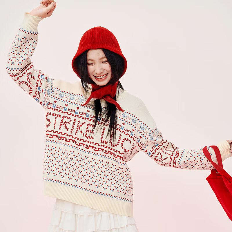 LEDING Round Neck Loose Knit Sweater M