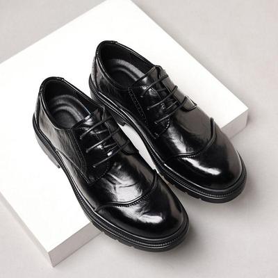 Men's Plus Size Genuine Leather Derby Shoes: Formal & Versatile with Soft Sole for Weddings and Casual Wear.