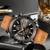 BY BENYAR Chronograph Analog 30M Water Leather Strap Quartz Gift for Brown or Black Men's Watch, Resistant, Simple, Stylish, Popular, Formal,