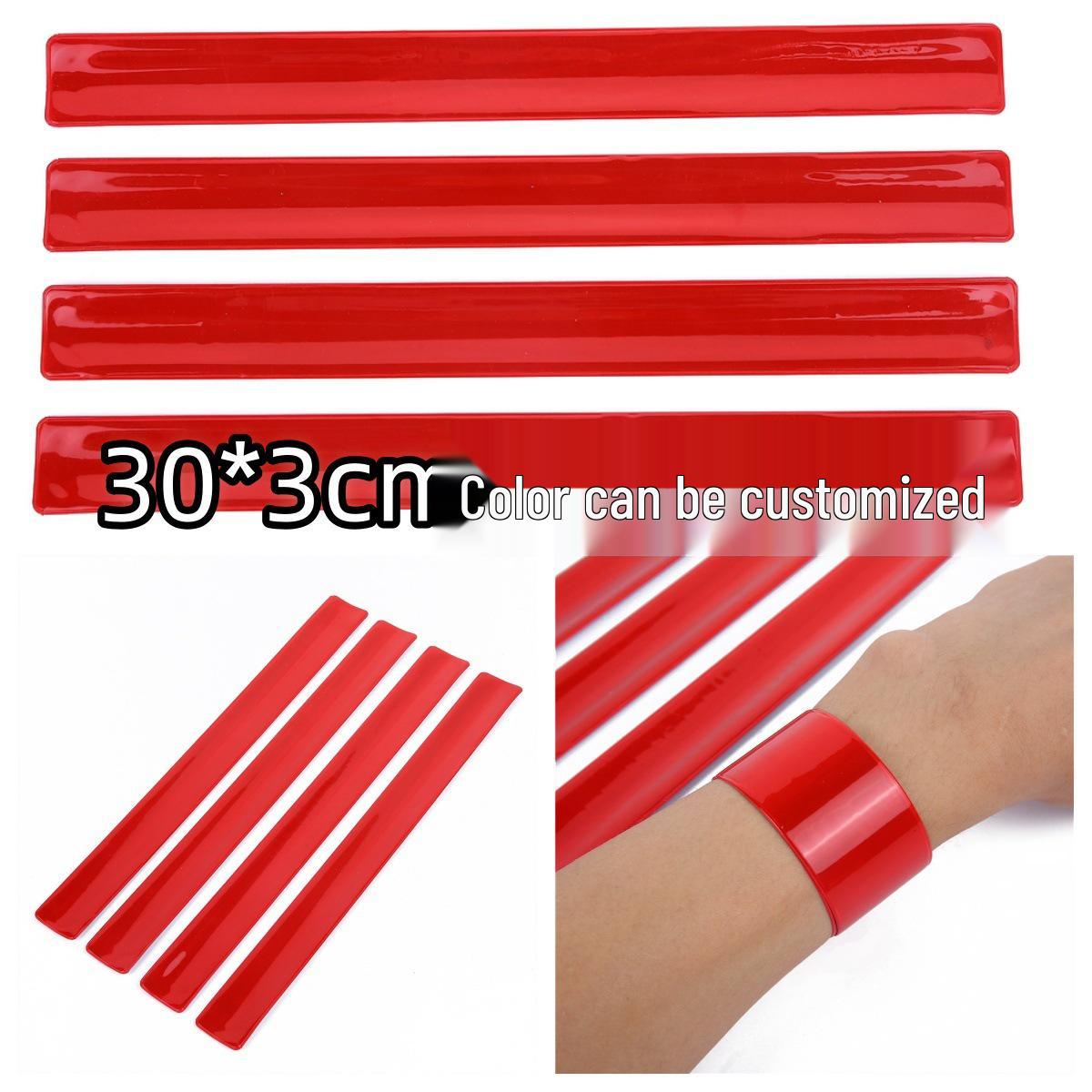 Custom Logo 30cm Red Reflective Safety Slap Bracelet for Night Riding Big Red Reflective Slap Bracelet