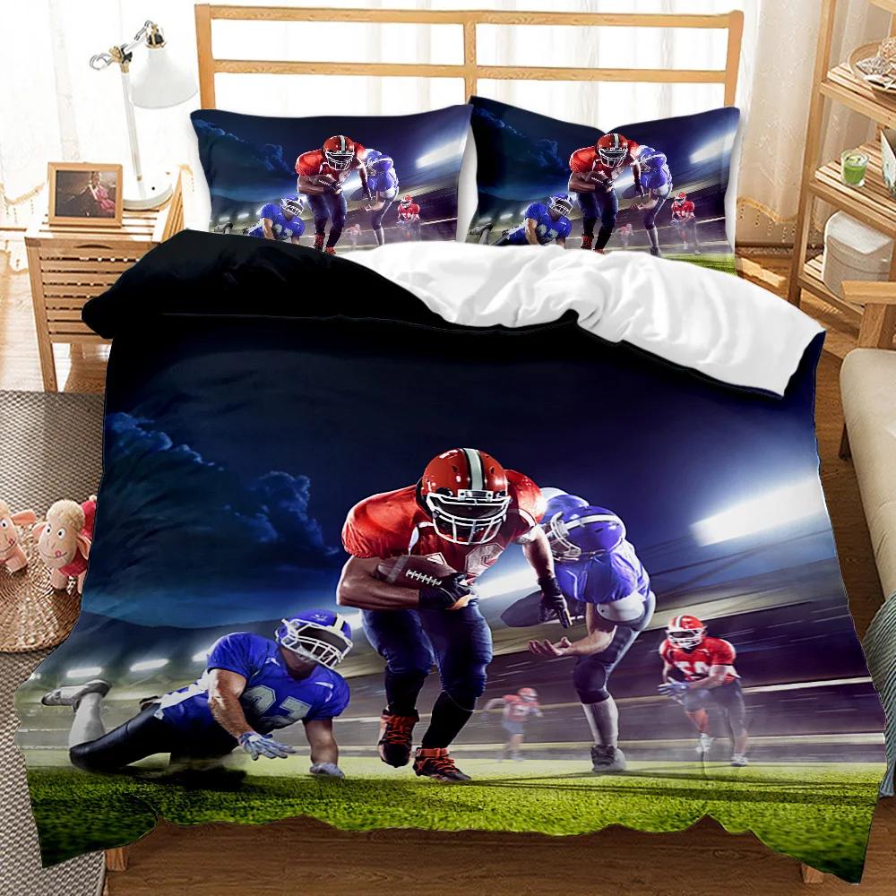 Football Duvet Cover Set Football with Fire Youth Sports Teens Bedding Set Football Double Queen King Size Polyester Qulit Cover