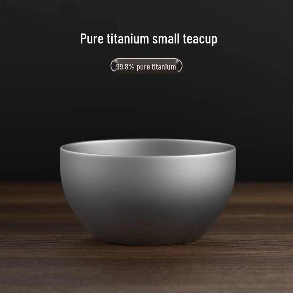 Portable Double-Layer Pure Titanium Teacup Set - Small Cup for Camping & Kung Fu Tea Ceremony
