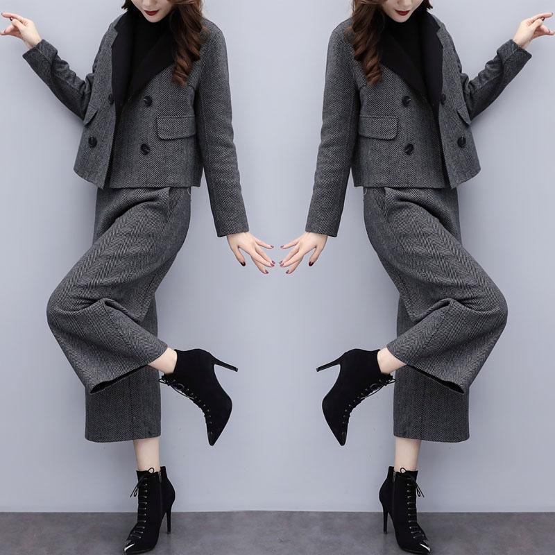 Otoño Invierno Lana De Dos Piezas Conjuntos Outfits Mujeres Talla Grande  Abrigo Corto Y Pantalones de Pierna Ancha Elegantes Conjuntos Coreanos de  Oficina comprar a buen precio — entrega gratuita, reseñas reales