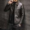 Men's Leather Jacket Velvet New Men's Leather Jacket Lapel Middle-aged and Elderly Men's Clothing Dad Clothing Thickened Trendy