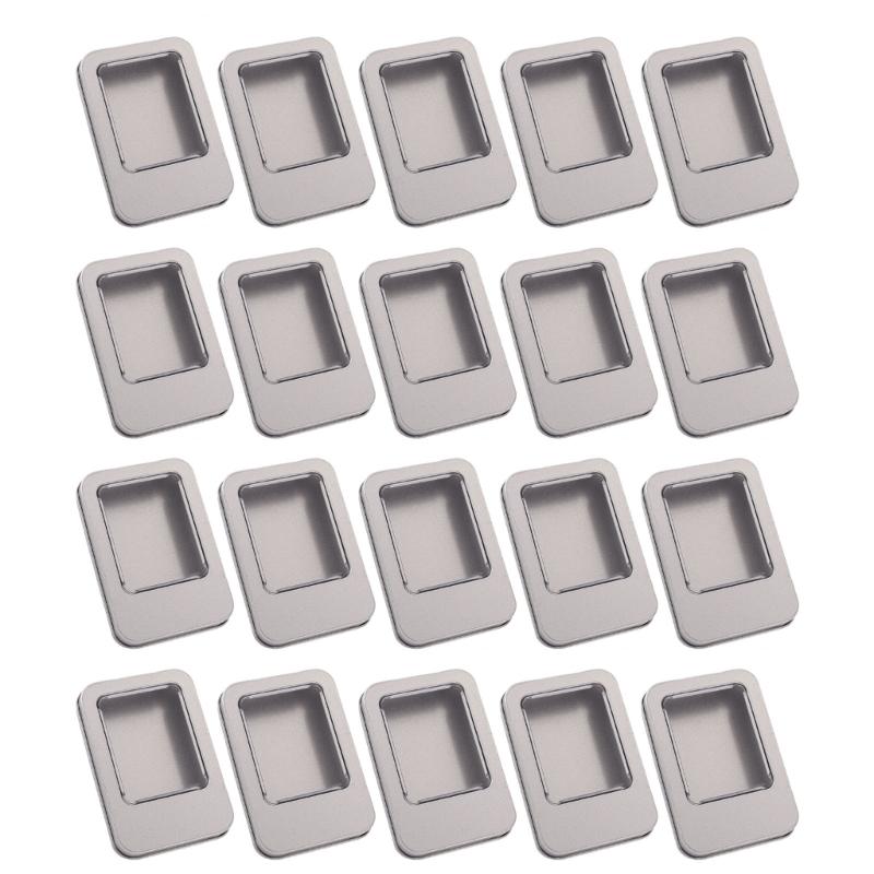 

20pcs Tinplate Protective Case With Clear Top Earring USB Holder Anti Scratch Interior For Daily Commutes Essential серебряный