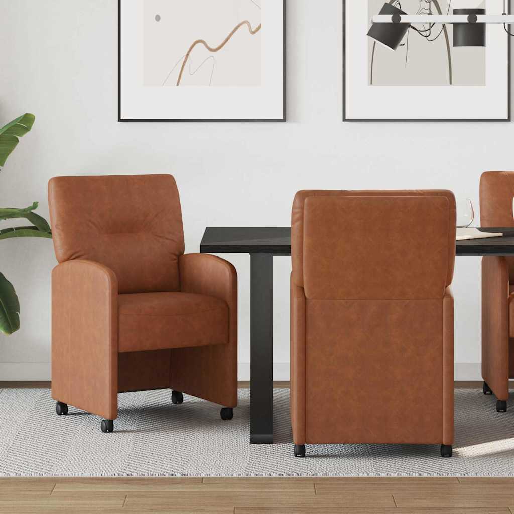 Dining Chairs with Casters 2 pcs Brown 57 x 67 x 95 cm