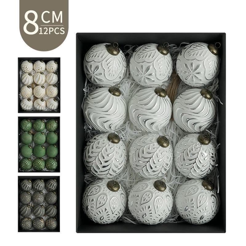 Boules Ornementales pour Sapin de Noël Style Ancien 8cm